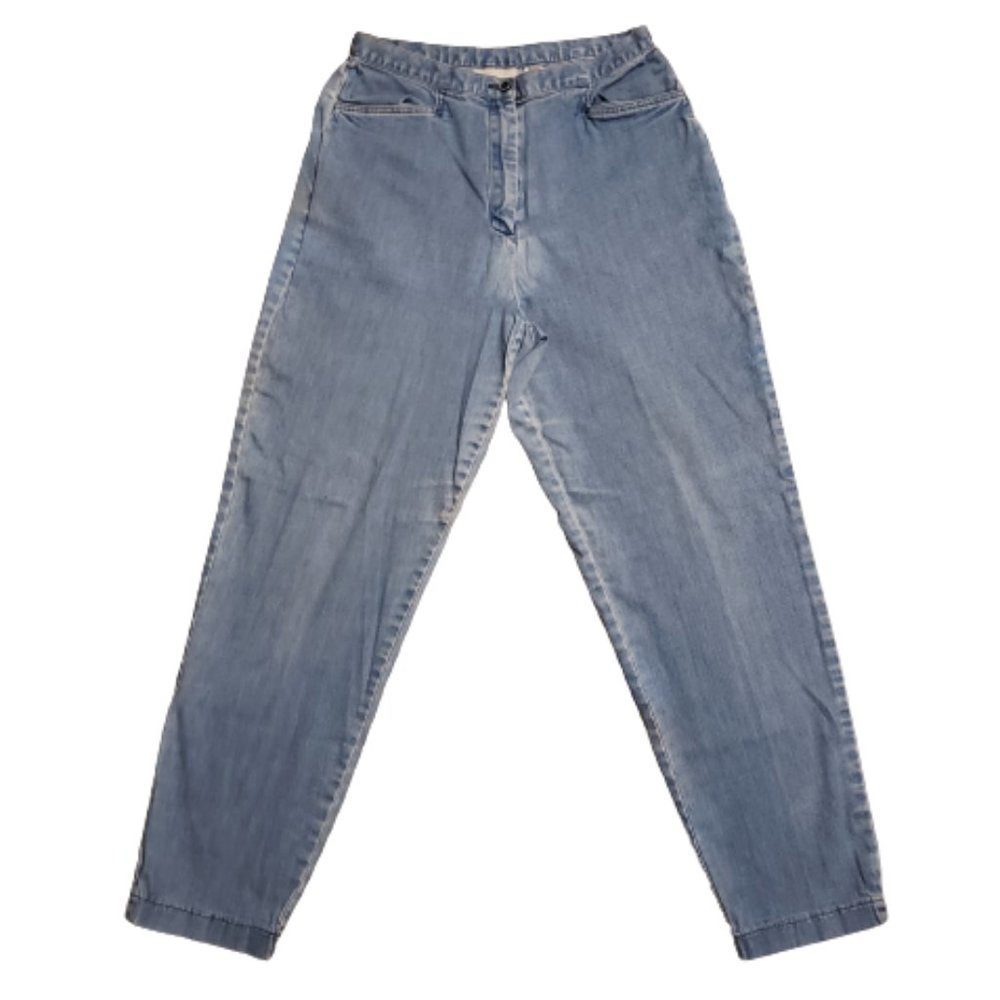 Vintage J. Jill Wide Leg Denim Pants Blue | Women's 10 Retro Made in Hong Kong